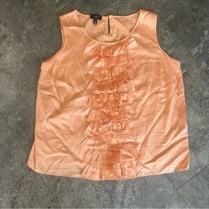 Talbots Orange  Sleeveless Blouse Ruffles Tank Top Petites Size 6p | 100% Cotton